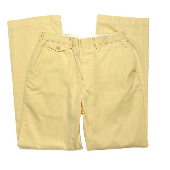 Vintage 70s Pale Yellow Pants Bootcut Flared Slacks Men's Custom Retro Disco - Picture 1 of 6